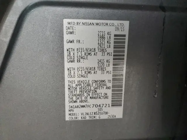 2015 NISSAN PATHFINDER S  