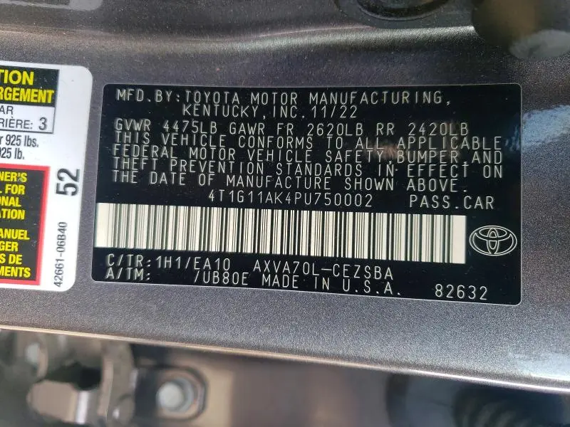2023 TOYOTA CAMRY SE  