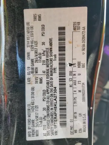 2019 FORD RANGER XL  