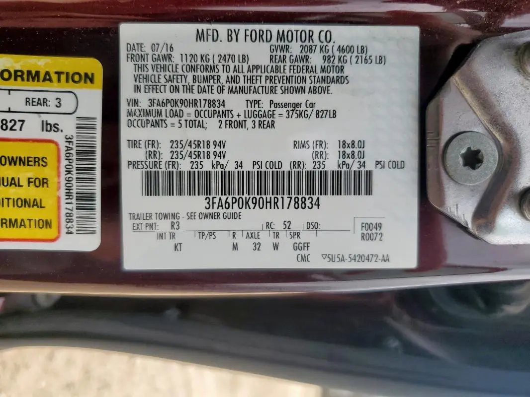 2017 FORD FUSION TITANIUM  