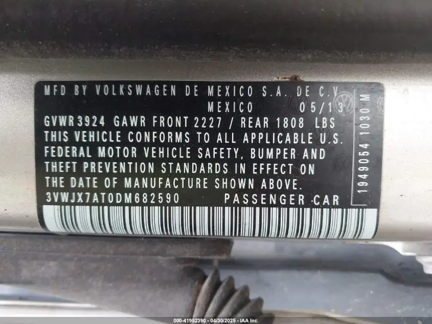 2013 VOLKSWAGEN BEETLE 2.5L