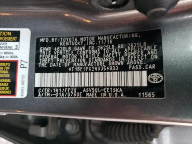 2017 TOYOTA CAMRY LE  