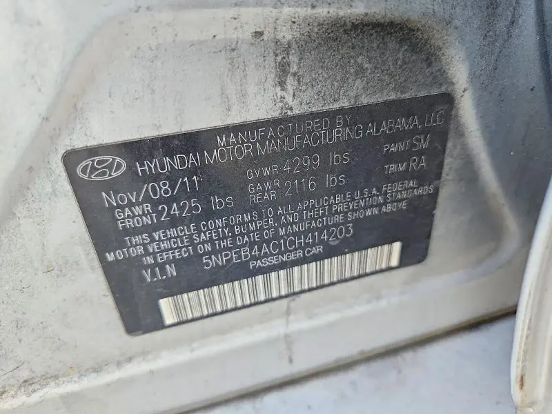 2012 HYUNDAI SONATA GLS  