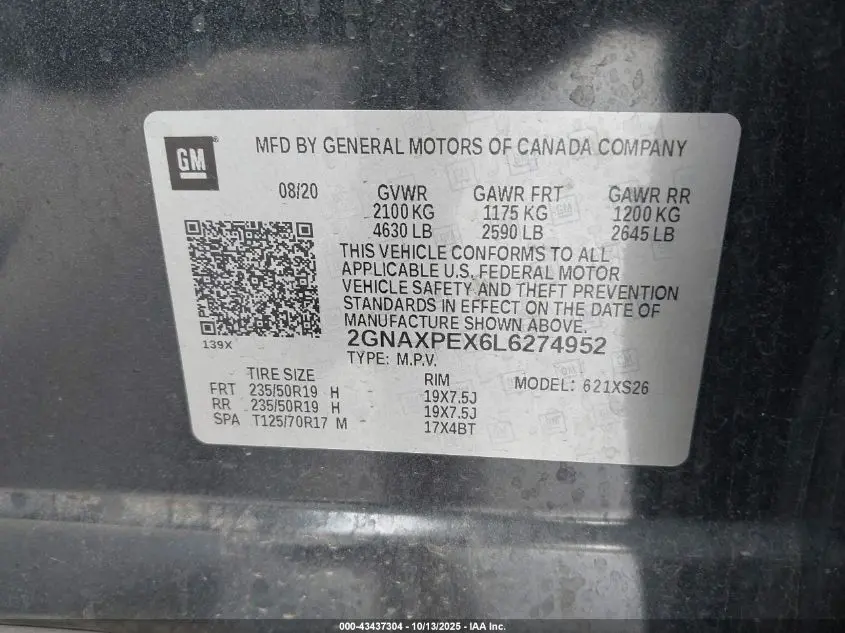 2020 CHEVROLET EQUINOX FWD PREMIER 2.0L TURBO