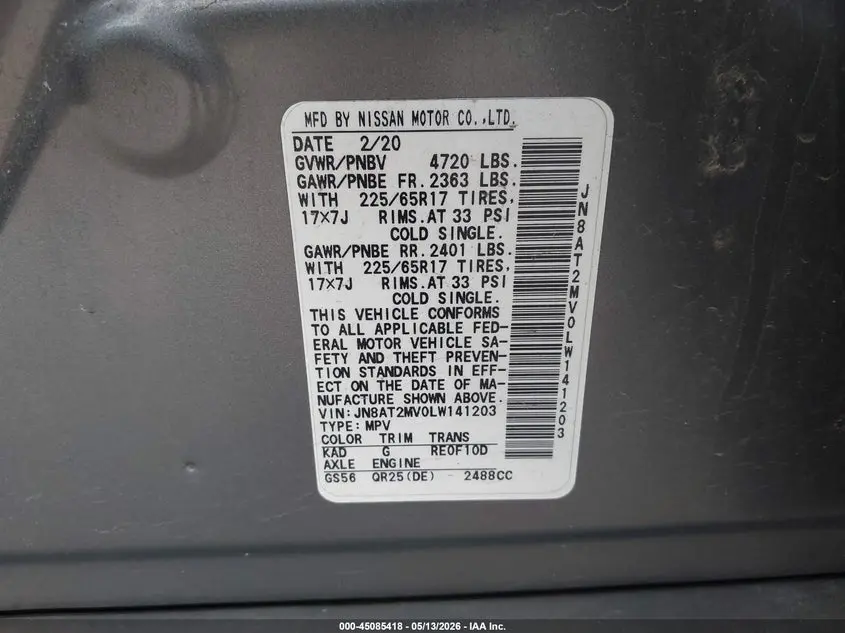 2020 NISSAN ROGUE SV INTELLIGENT AWD