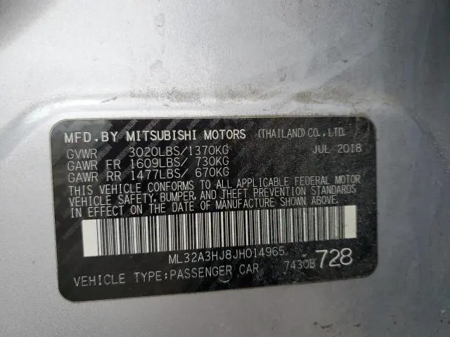 2018 MITSUBISHI MIRAGE ES  