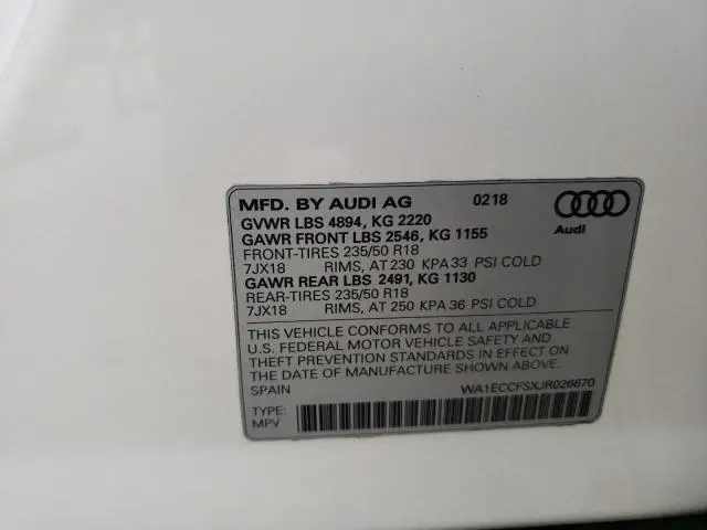 2018 AUDI Q3 PREMIUM  