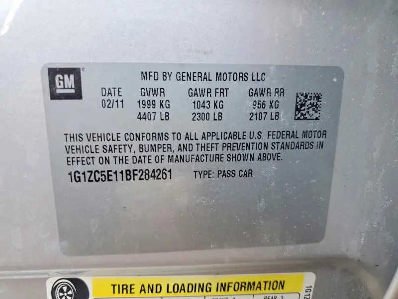 2011 CHEVROLET MALIBU 1LT  