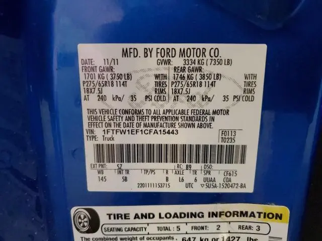 2012 FORD F150 SUPERCREW  