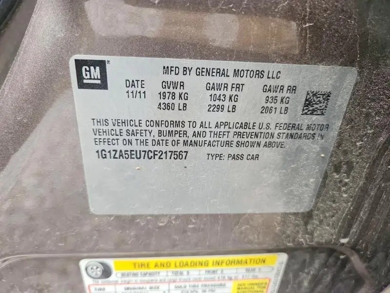 2012 CHEVROLET MALIBU LS  