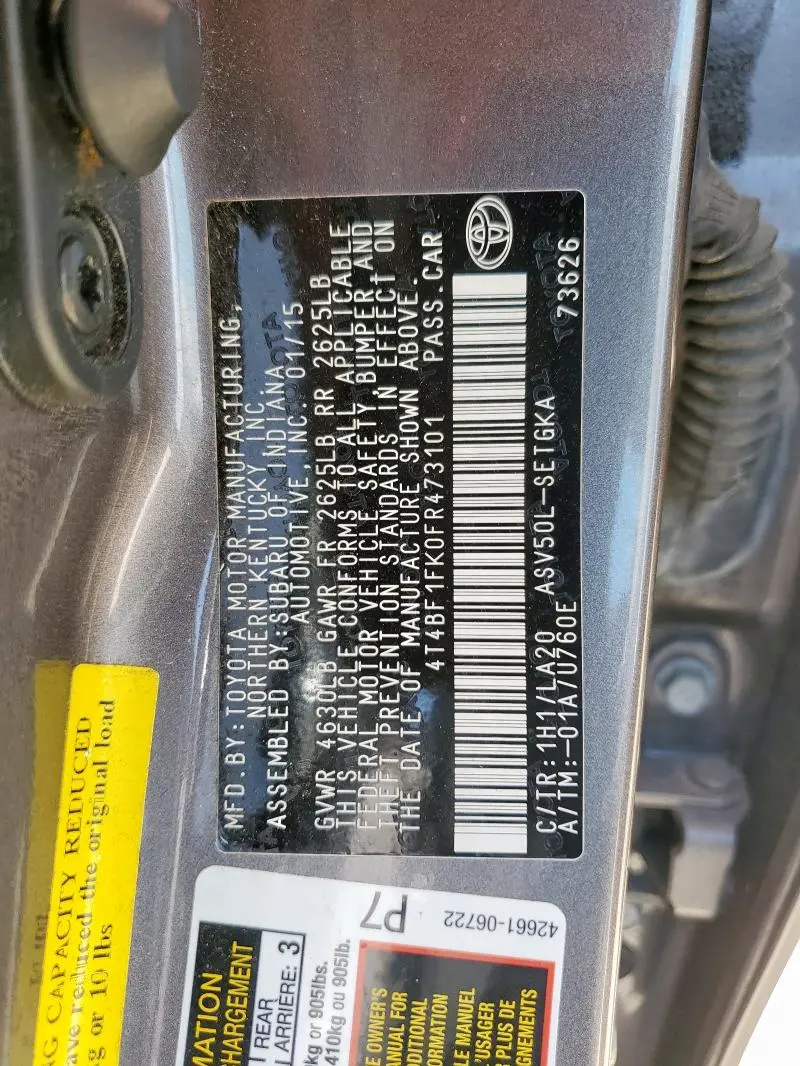 2015 TOYOTA CAMRY LE  