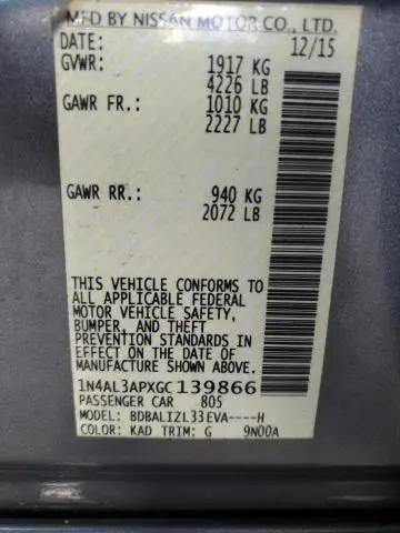 2016 NISSAN ALTIMA 2.5  