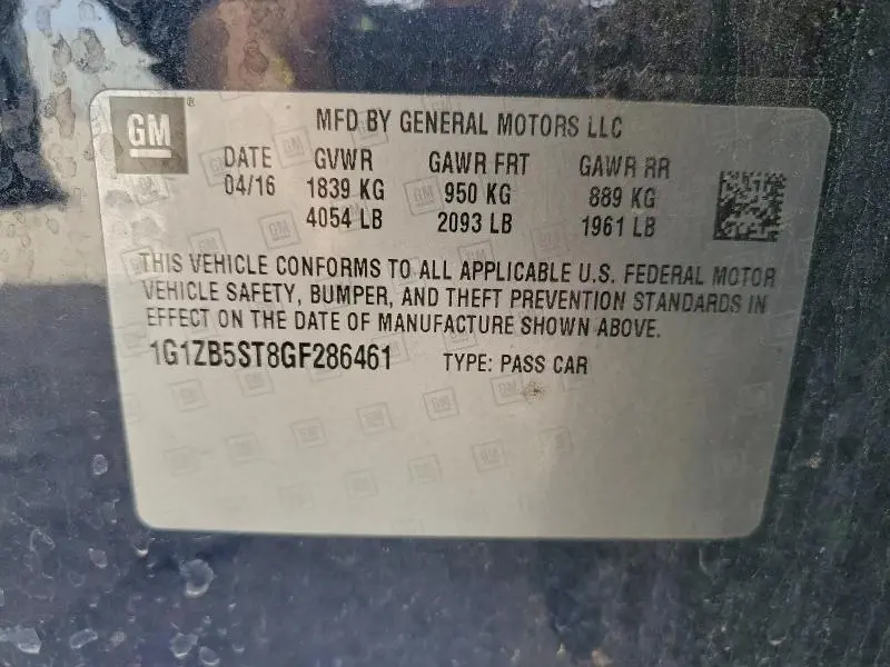 2016 CHEVROLET MALIBU LS  