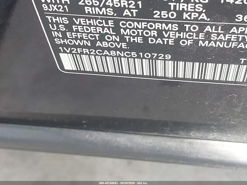 2022 VOLKSWAGEN ATLAS 3.6L V6 SEL PREMIUM R-LINE