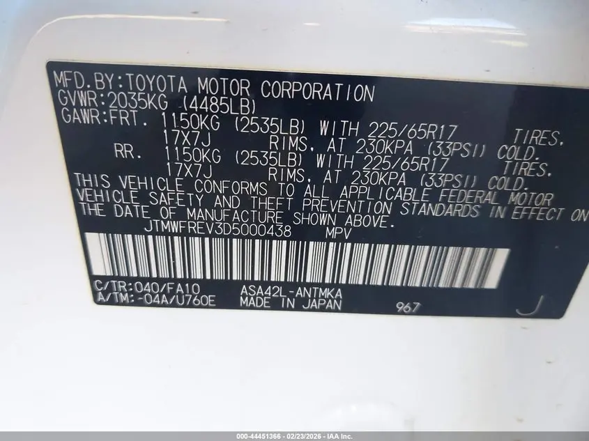 2013 TOYOTA RAV4 XLE