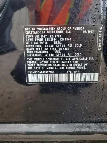 2018 VOLKSWAGEN ATLAS SEL  