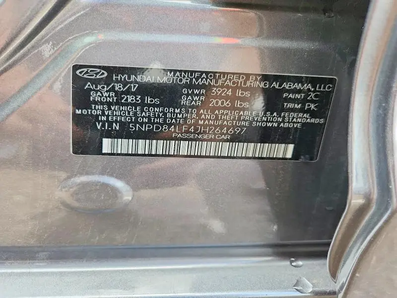 2018 HYUNDAI ELANTRA SEL  