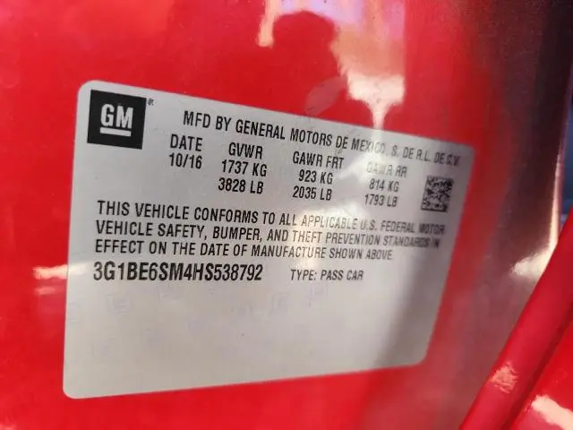 2017 CHEVROLET CRUZE LT  