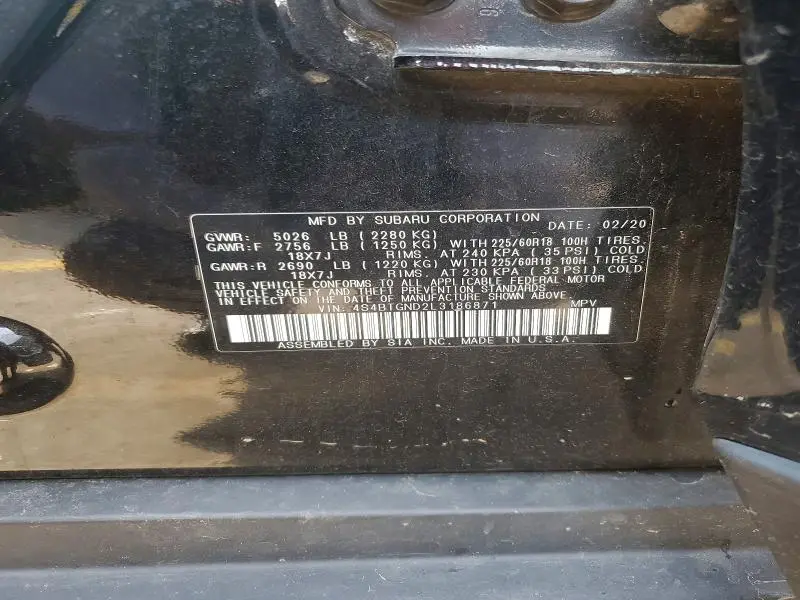 2020 SUBARU OUTBACK LIMITED XT  