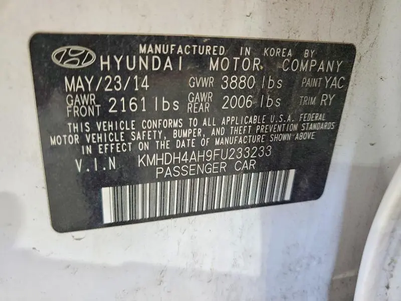 2015 HYUNDAI ELANTRA SPORT  