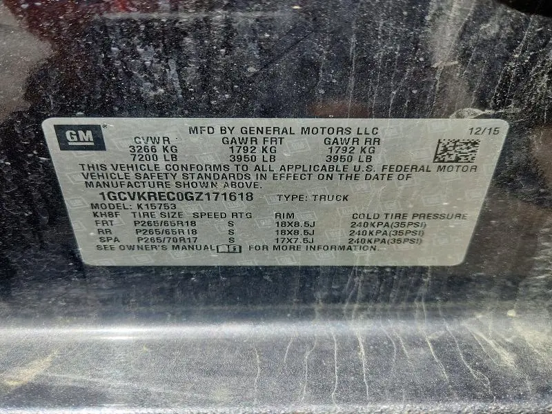 2016 CHEVROLET SILVERADO K1500 LT  