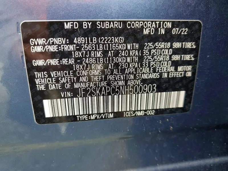 2022 SUBARU FORESTER LIMITED  