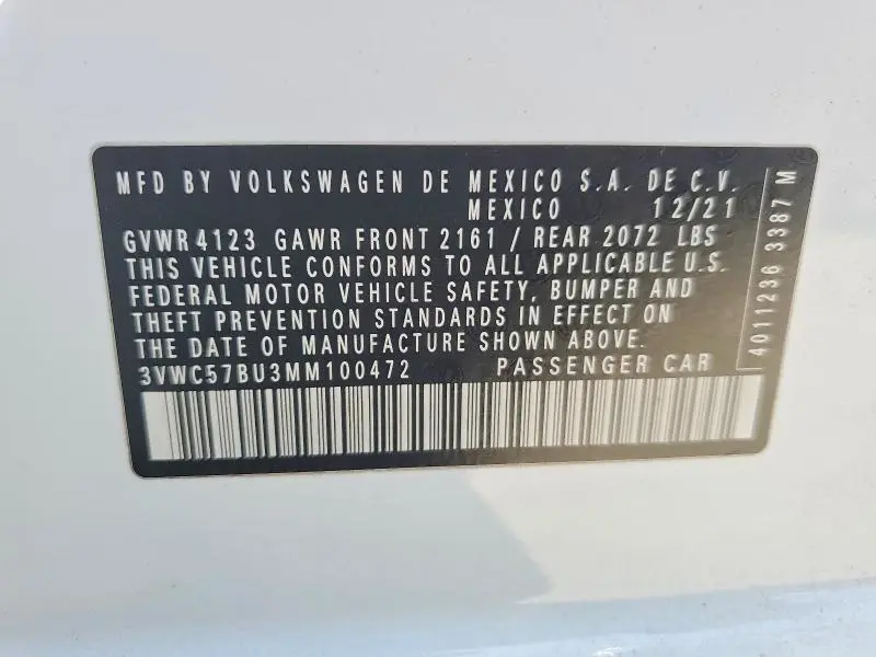 2021 VOLKSWAGEN JETTA S  