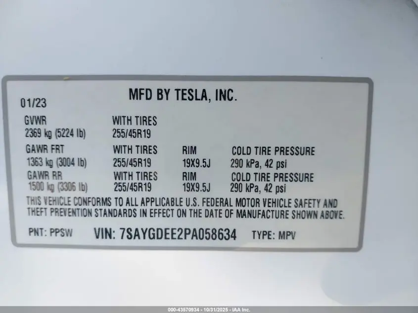 2023 TESLA MODEL Y AWD/LONG RANGE DUAL MOTOR ALL-WHEEL DRIVE