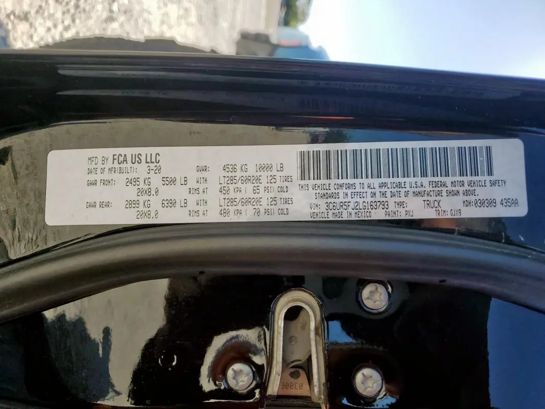 2020 RAM 2500 LARAMIE  