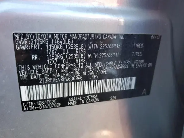 2017 TOYOTA RAV4 XLE  