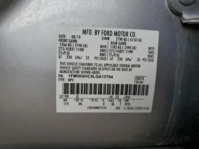 2020 FORD EXPLORER PLATINUM  