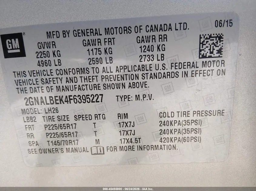 2015 CHEVROLET EQUINOX LT