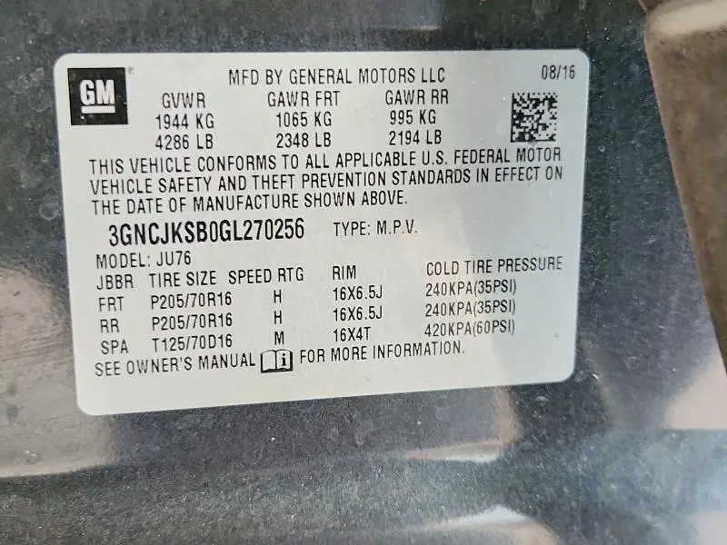 2016 CHEVROLET TRAX LS  