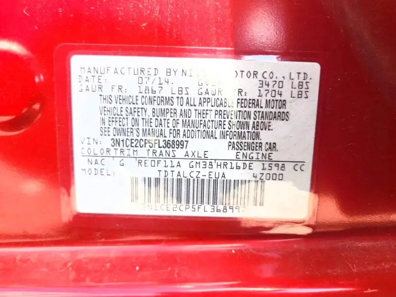2015 NISSAN VERSA NOTE S PLUS  