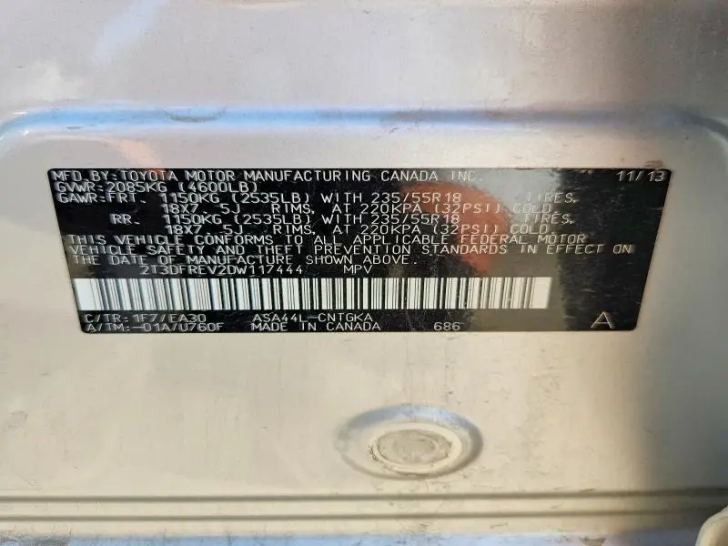 2013 TOYOTA RAV4 LIMITED  