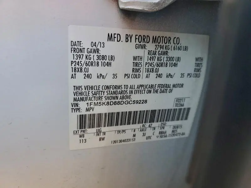 2013 FORD EXPLORER XLT  