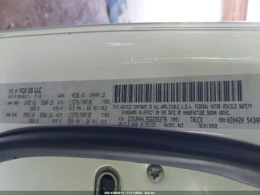 2016 RAM 2500 TRADESMAN