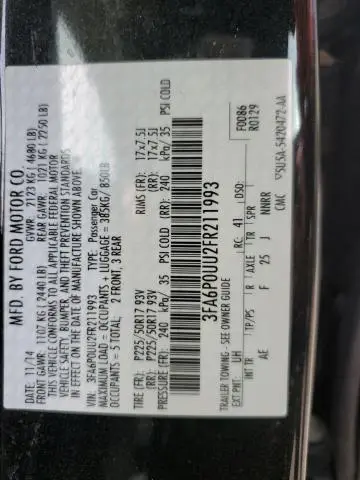 2015 FORD FUSION S HYBRID  