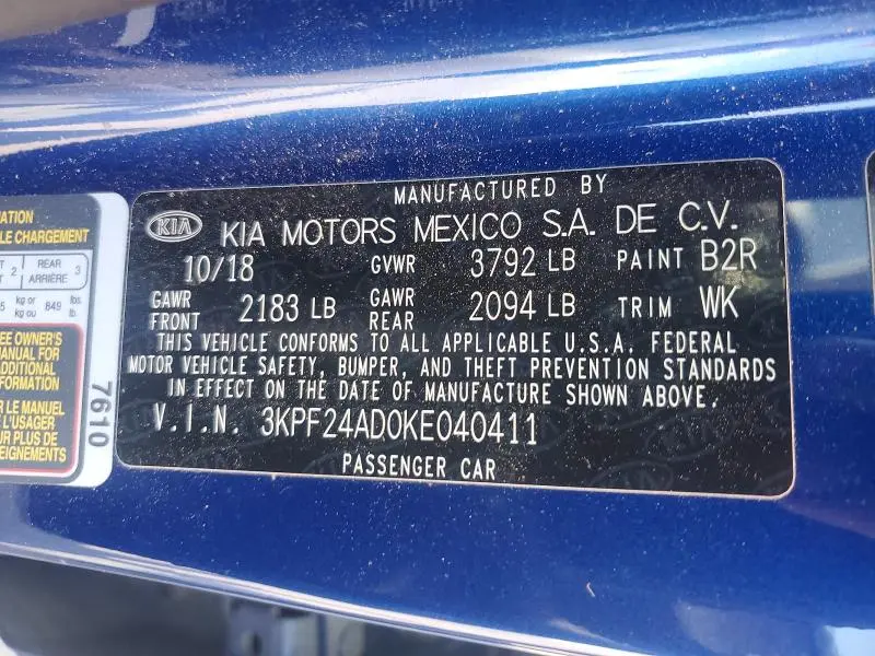 2019 KIA FORTE LXS  