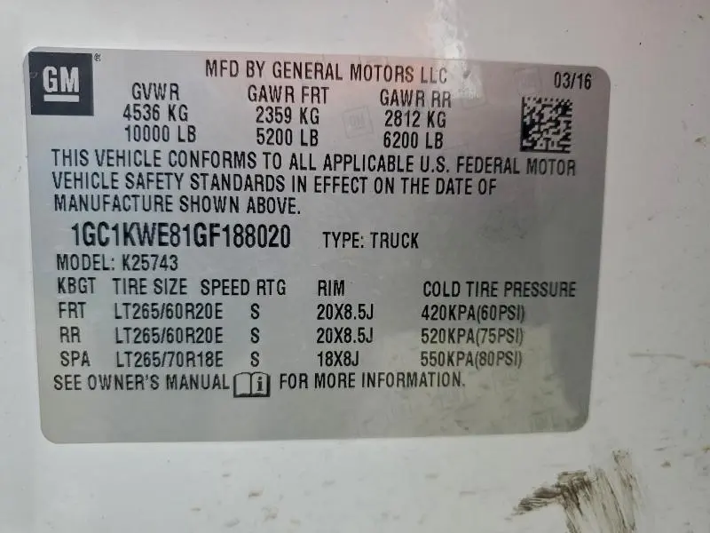 2016 CHEVROLET SILVERADO K2500 HEAVY DUTY LTZ  