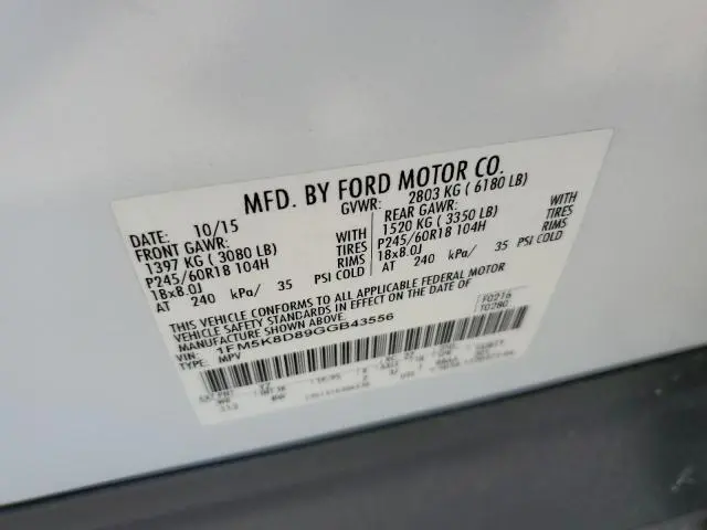 2016 FORD EXPLORER XLT  