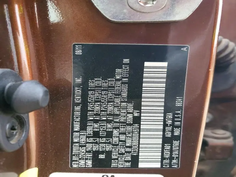 2011 TOYOTA VENZA FWD 4CYL  