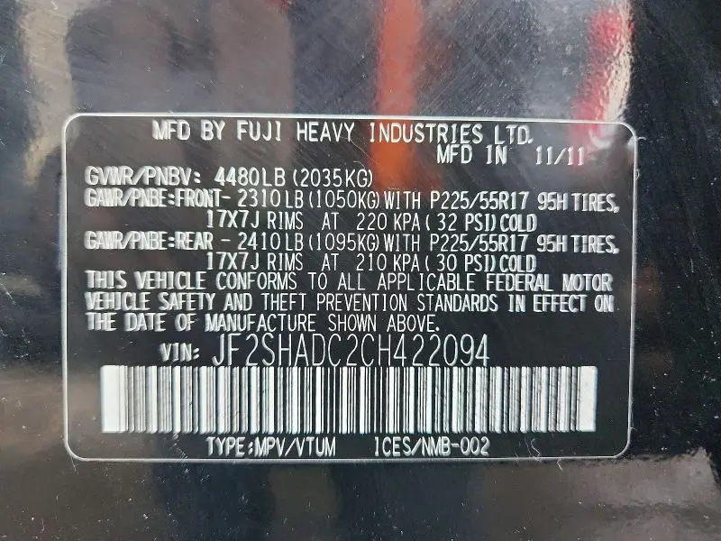 2012 SUBARU FORESTER 2.5X PREMIUM  