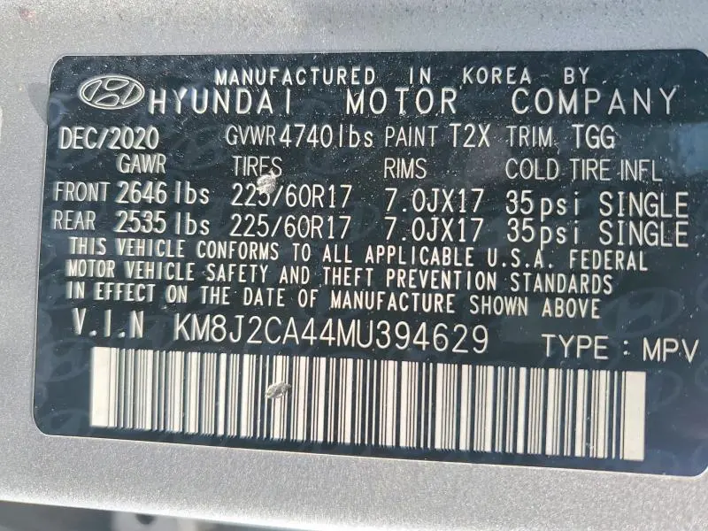 2021 HYUNDAI TUCSON SE  