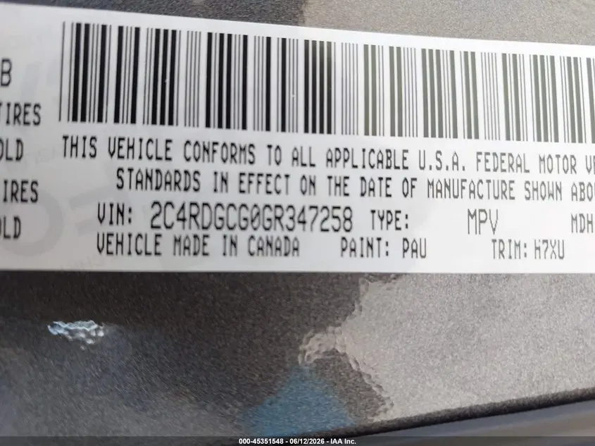 2016 DODGE GRAND CARAVAN SXT