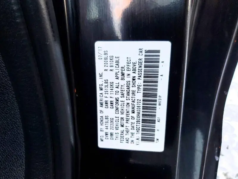 2017 HONDA ACCORD TOURING  