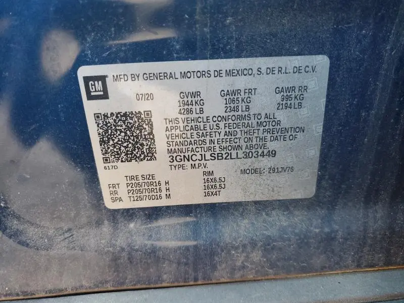 2020 CHEVROLET TRAX 1LT  