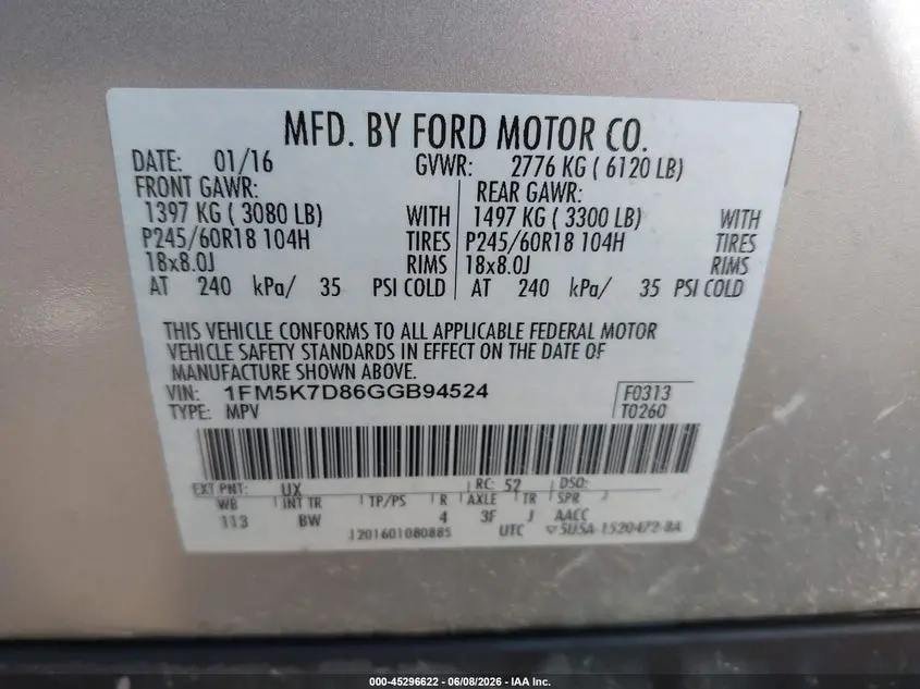 2016 FORD EXPLORER XLT