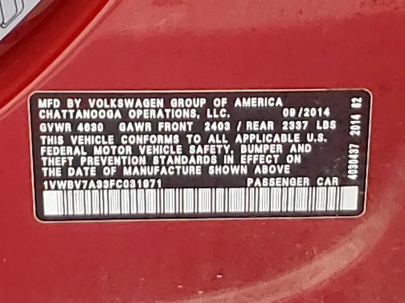 2015 VOLKSWAGEN PASSAT SE  