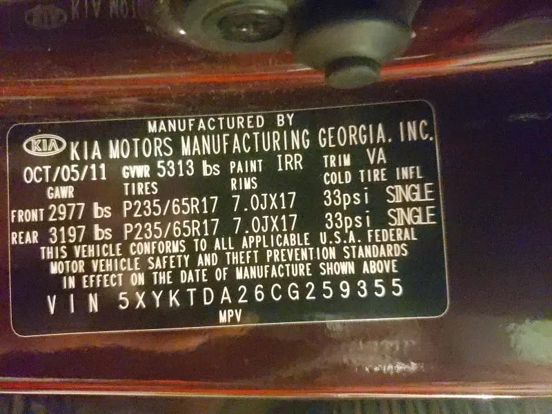 2012 KIA SORENTO LX  